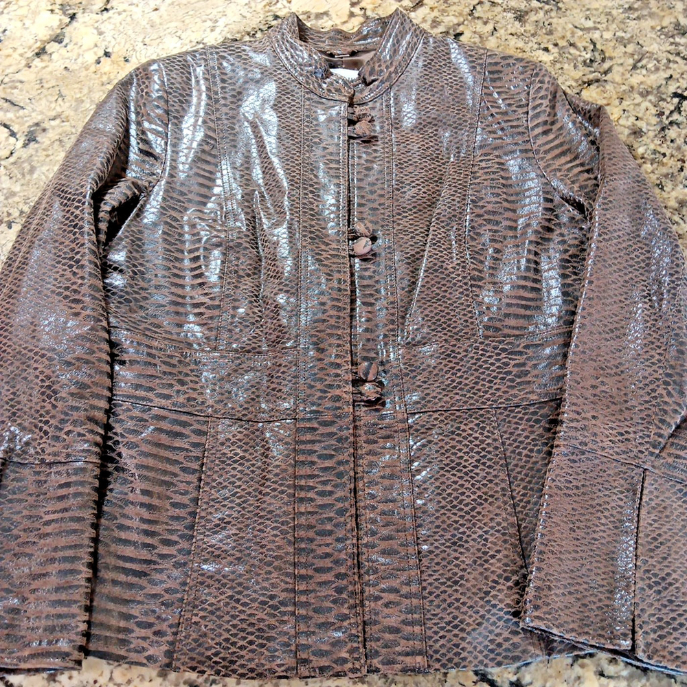 Medium Guillaume Womens Leather Jacket In Rare Snake Print Design Very Good
